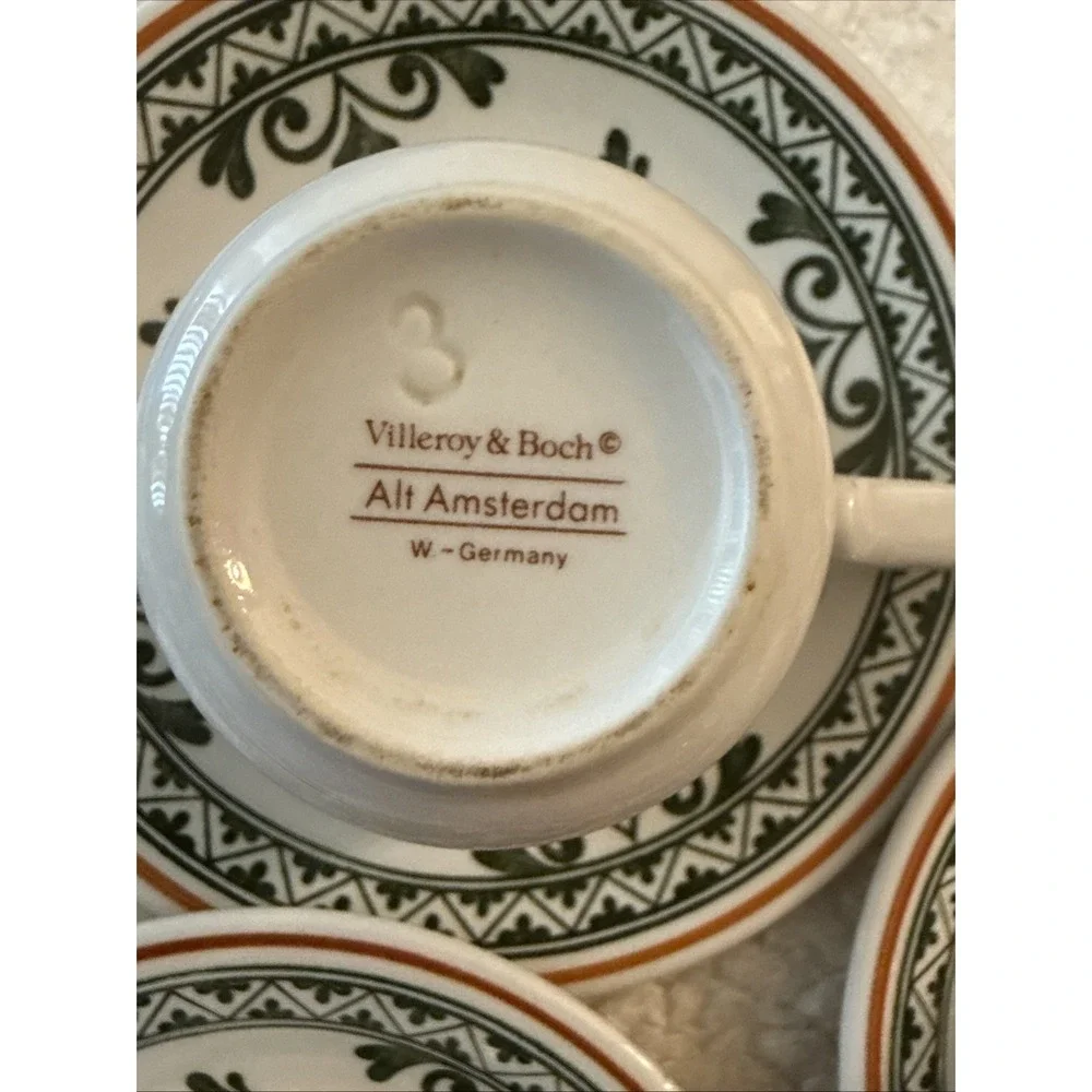 Villeroy & Boch Alt Amsterdam (4)Cup & Saucer Floral Pattern Vitro Porcelain